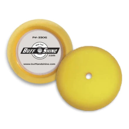 BUFF AND SHINE | 3" Mini Foam Yellow Medium Cutting Grip Pad, 2-PK