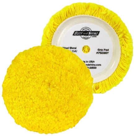 BUFF AND SHINE | 7.5" Yellow Wool Medium Cutting/ Polishing Grip Pad